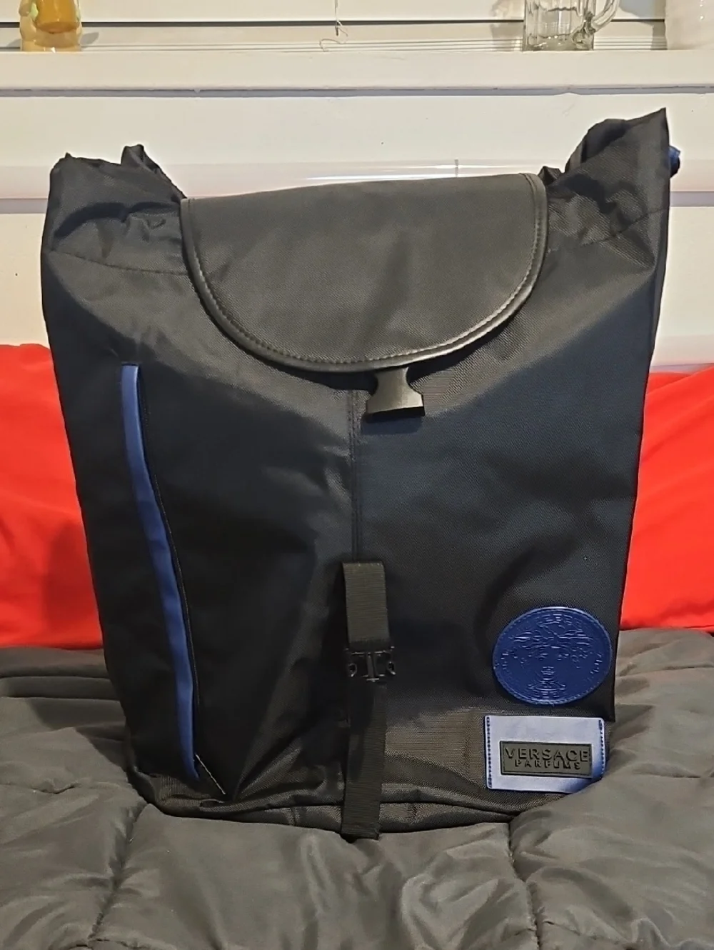 Versace Black Nylon Backpack Unisex